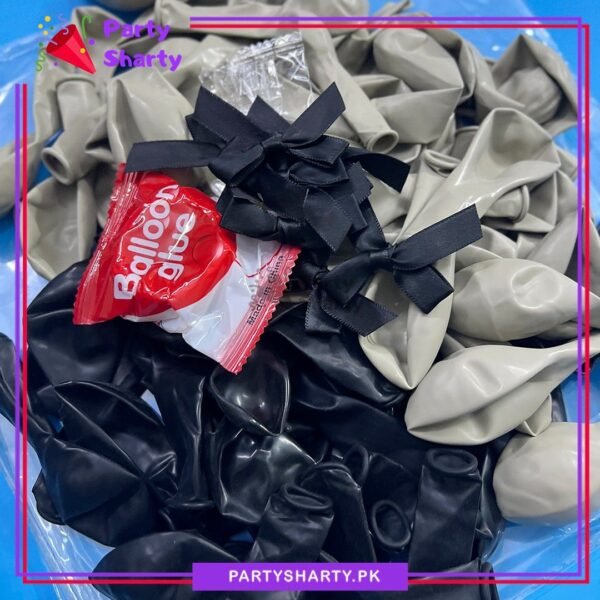 100pcs Black & Sand White Balloons with Black Bow Garland Set For Party Decoration & Celebration