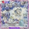 100pcs Happy First Birthday Blue Elephant With Hot Air Foil Balloons Theme Set For 1st Birthday Party Decoration & Celebration