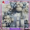 100pcs Lake Blue & Sand White Balloons Garland Theme Set For Bow Themed Party Decoration & Celebration