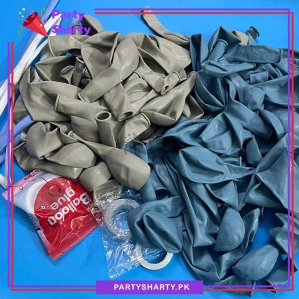 100pcs Lake Blue & Sand White Balloons Garland Theme Set For Bow Themed Party Decoration & Celebration