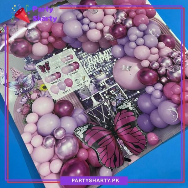100pcs Baby Pink, Dark Pink & Pastel Purple Butterfly Theme Balloon Garland kit For Butterfly Theme Party Decoration