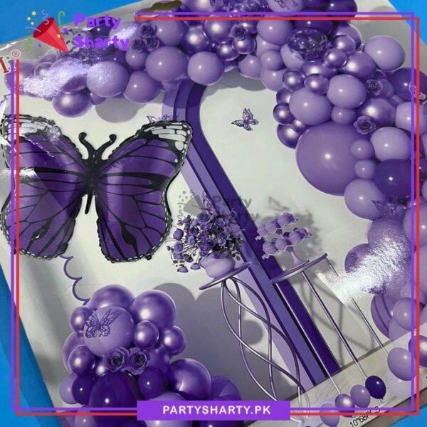 100pcs Dark Purple & Pastel Purple with Butterfly Theme Balloon Garland kit For Butterfly Theme Party Decoration