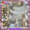 100pcs White Happy Birthday with Teddy Bear Foil Theme Set for Teddy Bear Theme Party Decorations
