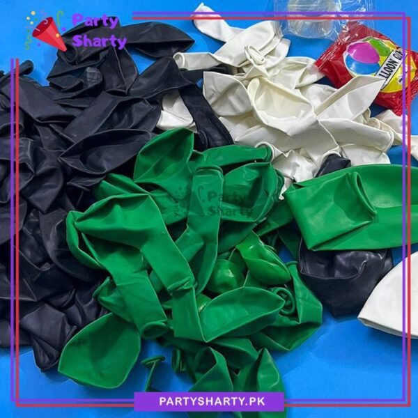 100pcs White, Dark Green & Black Latex Balloons Garland Kit for Theme Party Decorations