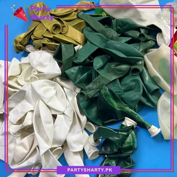 100pcs White, Olive Green & Golden Metallic Balloons Garland Kit for Theme Party Decorations