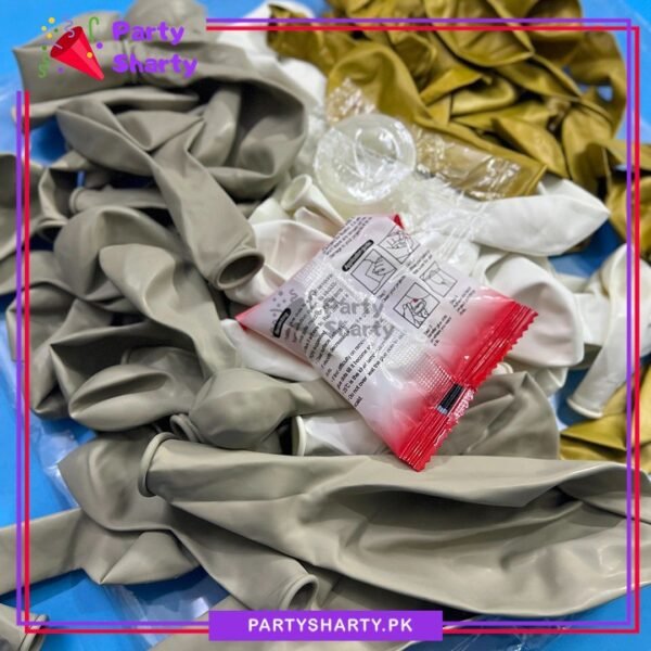 100pcs White, Metallic Gold & Sand White Balloons Garland Kit for Theme Party Decorations