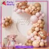 100pcs Baby Pink, Apricot & Mocha Brown with Teddy Bear Head Foil Balloons Garland Theme Set For Party Decoration And Celebration