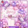 100pcs Baby Pink & Pastel Purple Butterfly Theme Balloon Garland For Birthday Decoration and Party Celebrations