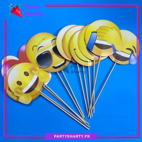 12pcs/Set Emoji Theme Photo Booth Props For Emoji Theme Birthday Party Celebrations