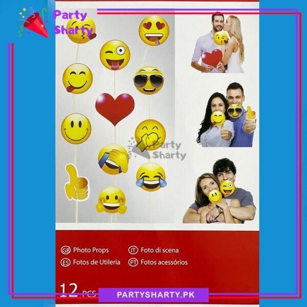 12pcs/Set Emoji Theme Photo Booth Props For Emoji Theme Birthday Party Celebrations