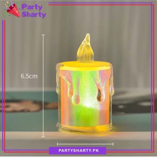 1pc Crystal Holographic Rainbow LED Candle Shaped Warm Light For Birthday Party Candle Light Dinner Decoration