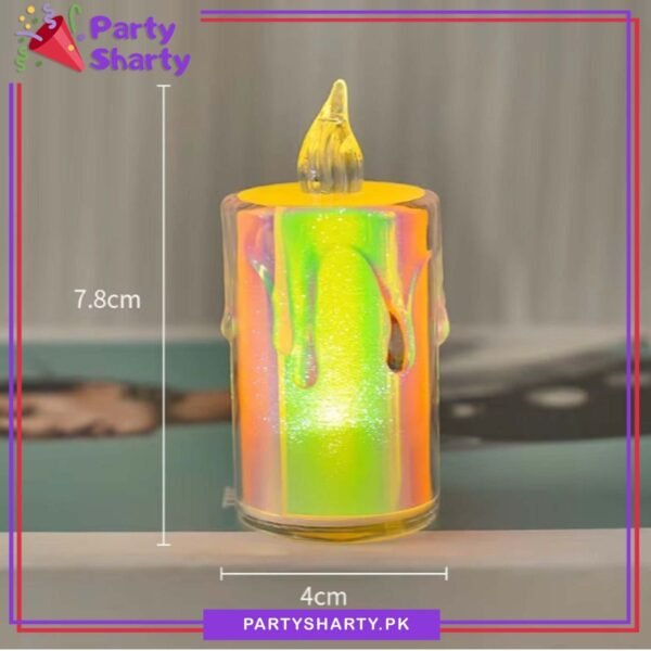 1pc Crystal Holographic Rainbow LED Candle Shaped Warm Light For Birthday Party Candle Light Dinner Decoration