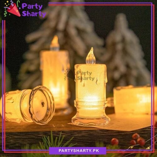 1pc Crystal LED Candle With Base Shaped Warm Light For Birthday Party Candle Light Dinner Decoration