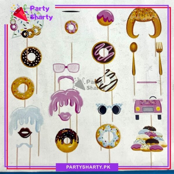 20pcs/Set Donut Theme Photo Booth Props For Candy Land Theme Birthday Party Celebration & Decoration