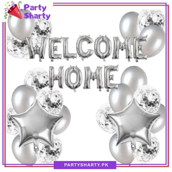 24pcssetWelcomeHomeGolden_SilverFoilBannerWithFoilStars_LatexBalloonssetforWelcomeBabyDecoration_CelebrationSilver.jpg 24pcs Welcome Home Balloons set for Welcome Home Decoration & Celebration
