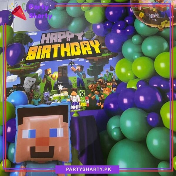 57pcs Happy Birthday Minecraft Theme Set For Theme Based Birthday Decoration & Celebration