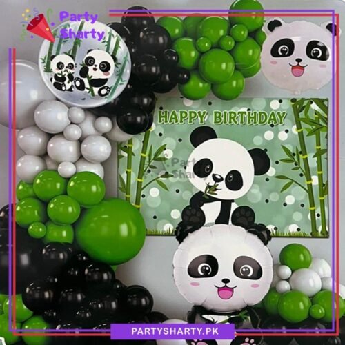 59pcsSetGreen_WhiteThemeSetForPandaBasedBirthdayPartyDecoration_Celebration.jpg 59pcs Happy Birthday Panda Theme Set For Panda Based Birthday Party Decoration & Celebration
