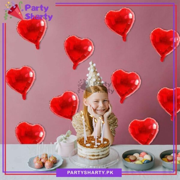 5pcs/Set 10inches Red Heart Shaped Foil Balloons For Valentine, Anniversary, Wedding Celebration and Decoration