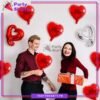 5pcs/Set 10inches Red Heart Shaped Foil Balloons For Valentine, Anniversary, Wedding Celebration and Decoration