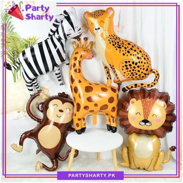 5pcs/Set Cute Jungle Animal Foil Balloons Set For Jungle / Safari Theme Decoration & Celebration