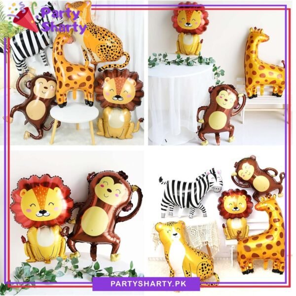 5pcs/Set Cute Jungle Animal Foil Balloons Set For Jungle / Safari Theme Decoration & Celebration