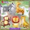 5pcs/Set Cute Jungle Animal Foil Balloons Set For Jungle / Safari Theme Decoration & Celebration