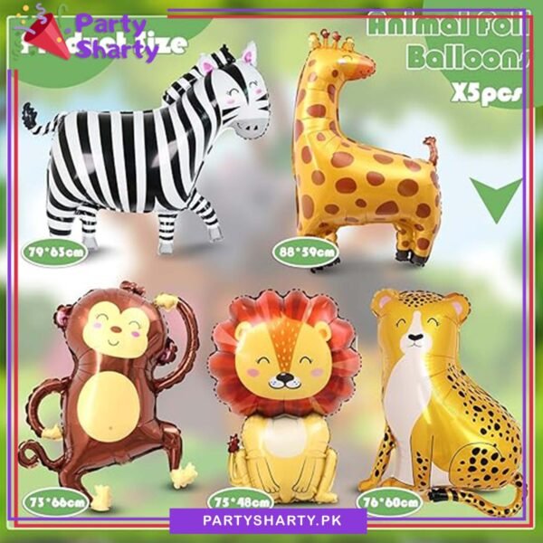 5pcs/Set Cute Jungle Animal Foil Balloons Set For Jungle / Safari Theme Decoration & Celebration