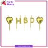 5pcs/set HBD Alphabet With Heart Shaped Candles Cake / Cupcake Toppers Creative Birthday Cake Decoration