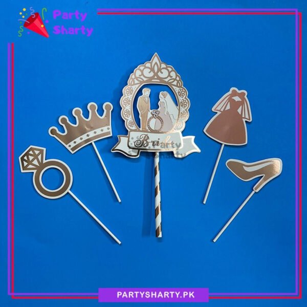 5pcssetRoseGoldBridetobeCakeTopperForBridalShowerCelebration_DecorationSupplies.jpg 5pcs/set Rose Gold Foil Printed Bride to be Cake Topper For Bridal Shower Celebration & Decoration