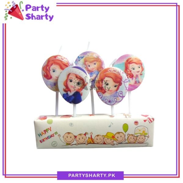 5pcs/set Sofia Printed Candles / Cupcake Toppers Creative Candles Party Supplies