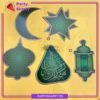 6pcs/Set Green Ramadan Mubarak Lantern, Moon & Stars Hanging For Ramadan Kareem Decoration