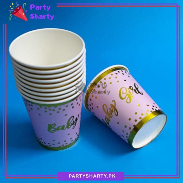 Baby Girl Golden Foil Printed Theme Birthday Party Paper Cups / Glass For Themed Based Party Supplies