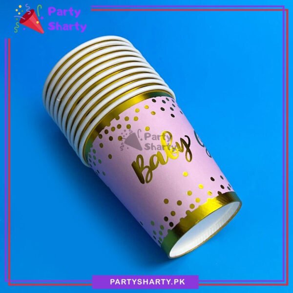 Baby Girl Golden Foil Printed Theme Birthday Party Paper Cups / Glass For Themed Based Party Supplies