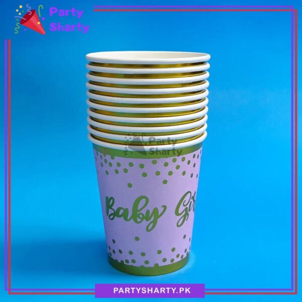 Baby Girl Golden Foil Printed Theme Birthday Party Paper Cups / Glass For Themed Based Party Supplies