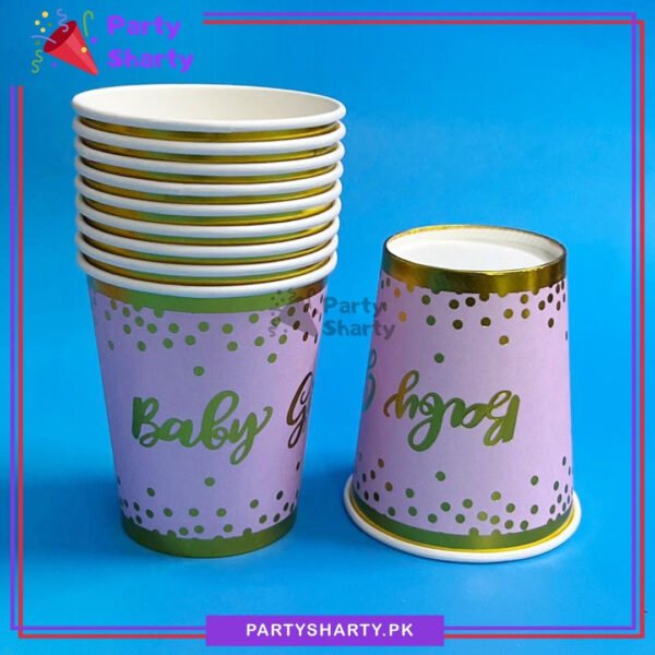 Baby Girl Golden Foil Printed Theme Birthday Party Paper Cups / Glass For Themed Based Party Supplies