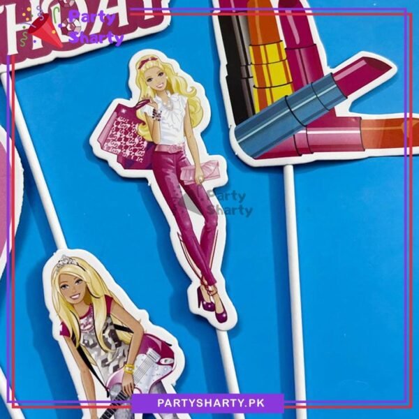 6pcs/set Barbie Theme Cake Topper for Barbie Theme Cake Decoration