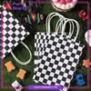 Black Checker Print Paper Bags Pack of 6 For Too Fast / Racing Car Theme Birthday Celebration