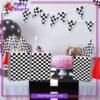 Black Checker Print Paper Bags Pack of 6 For Too Fast / Racing Car Theme Birthday Celebration