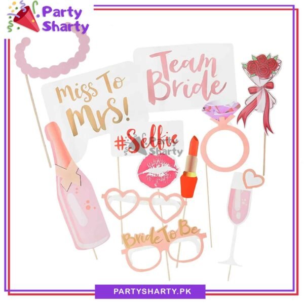 12pcs Bridal Shower Theme Photo Booth Props For Bride to be / Wedding Party Celebration and Decoration