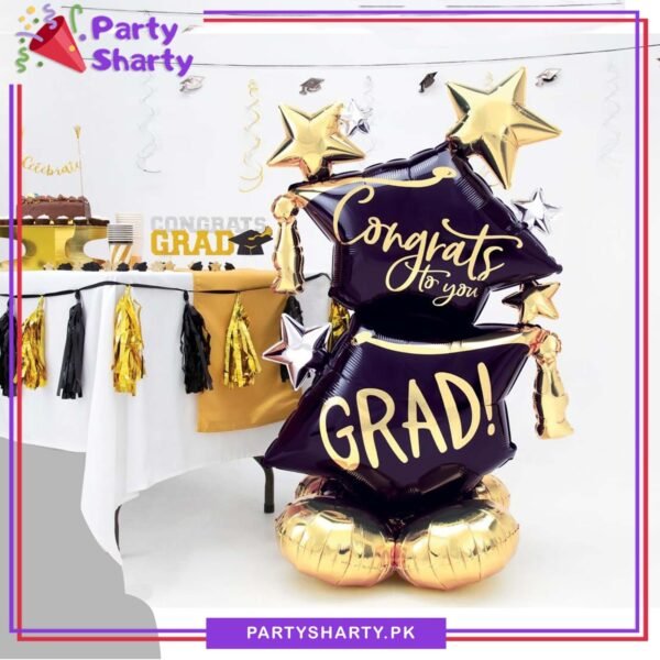 Congrats to You Grad! Golden & Black Airloonz Foil Balloon for Graduation Party Decoration & Celebration