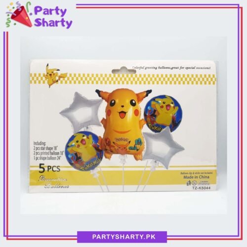 D-2 5pcs/set Pikachu Foil Balloons For Pokemon Theme Party Decoration and Celebration