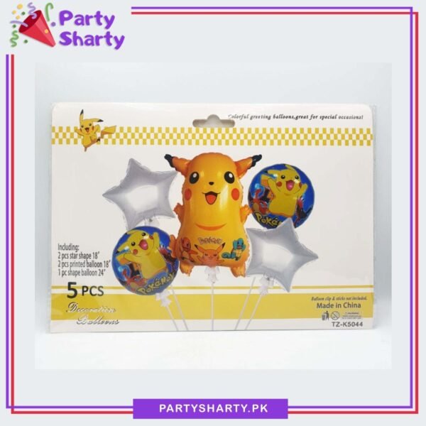 D-2 5pcs/set Pikachu Foil Balloons For Pokemon Theme Party Decoration and Celebration