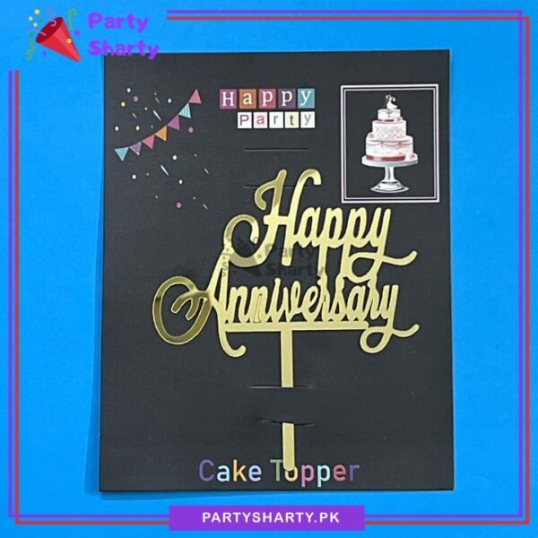 D-2 Happy Anniversary Simple Acrylic Cake Topper for Anniversary Celebration