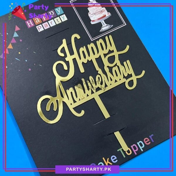 D-2 Happy Anniversary Simple Acrylic Cake Topper for Anniversary Celebration