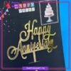 D-2 Happy Anniversary Simple Acrylic Cake Topper for Anniversary Celebration