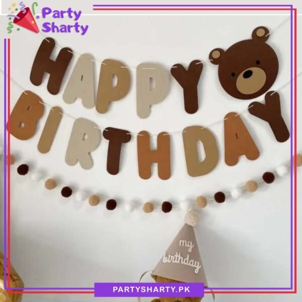 D-2 Happy Birthday Teddy Bear Theme Card Banner For Teddy Bear Theme Party Decoration & Celebration
