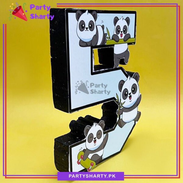 D-2 Numeric 5 Thermocol Standee For Panda Theme Based Fifth Birthday Celebration & Decoration