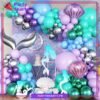 D-3 100pcs Mermaid Theme Balloons Garland Kit for Mermaid Theme Party Decorations & Celebration