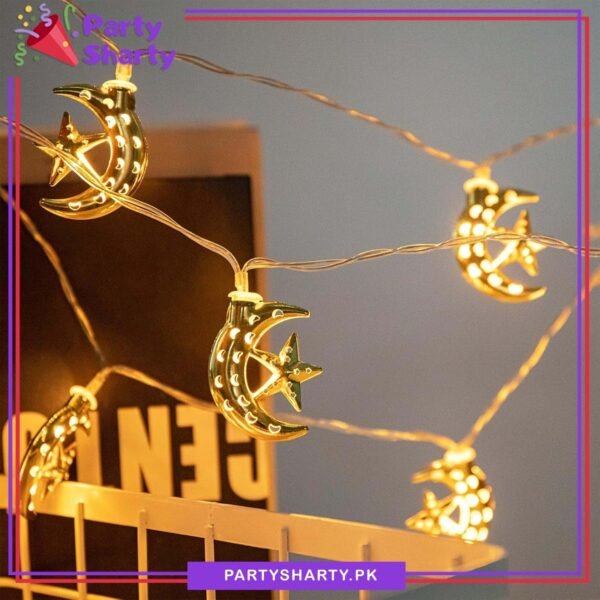 Electric Operated Crescent with Star Shaped Led String Lights l Ramadan String Lights l Lights For Eid Decoration