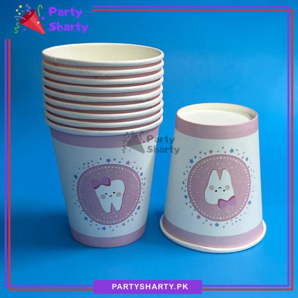 First Tooth Theme Paper Cups Pack of 10 for First Tooth Theme Party Decoration - Pink